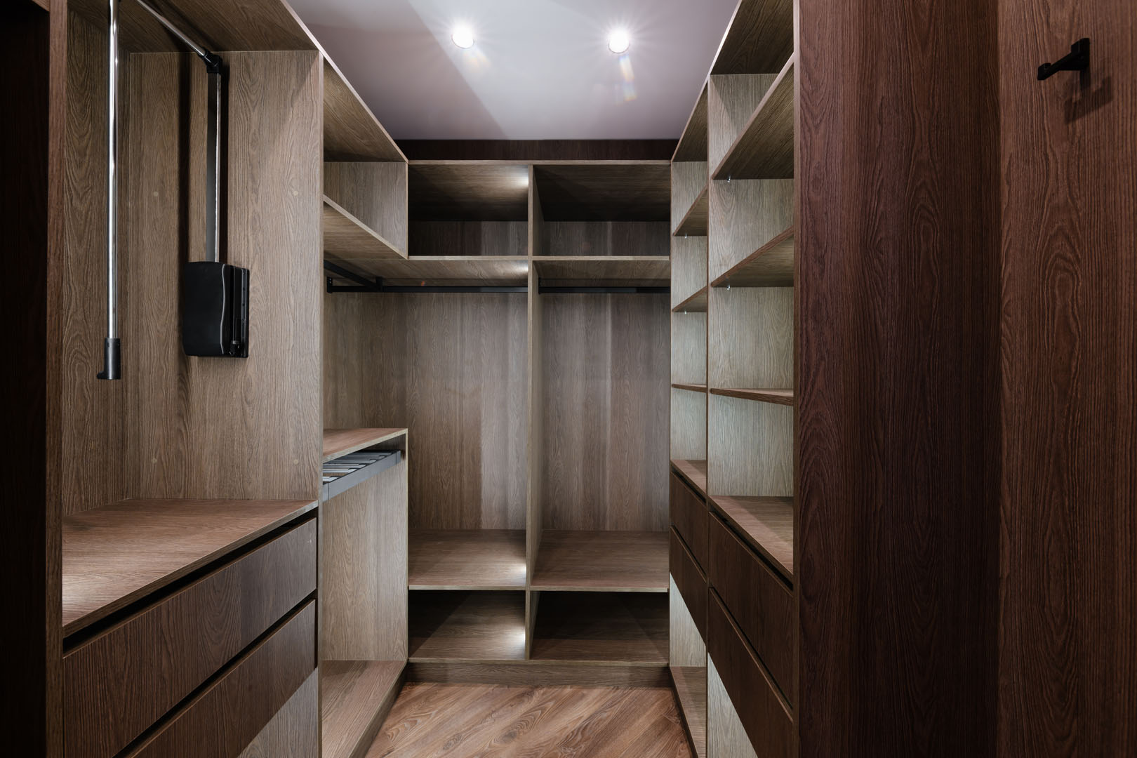 wardrobe made of natural wood for clothes in the house